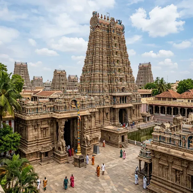 Illustrative South Indian temple architecture for our temple tours